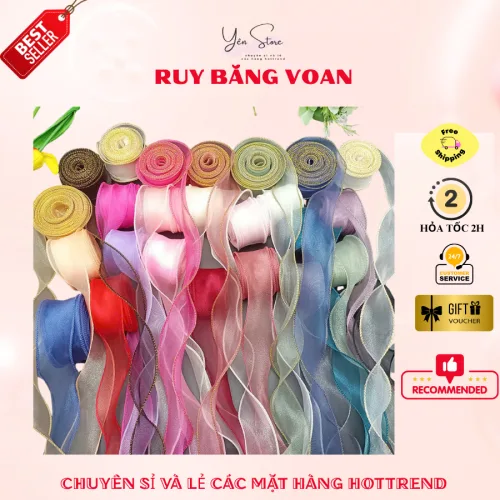 Cuộn Ruy Băng Voan Lụa Galaxy Bản 4Cm  Mềm Mịn, Dùng Gói Hoa, Cắm Hoa, Trang Trí Quà Tặng, Handmade